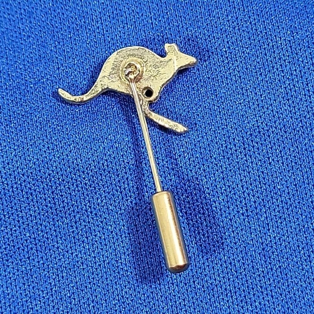 Vtg Kangaroo Stick Pin Australian Opal Chip Souvenir Brooch Gold Tone Jumping - Picture 4 of 5